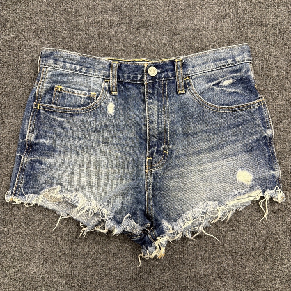Hollister Denim Jean Cutoff Shorts Ripped Distressed High Rise 3 in Size 3 w26